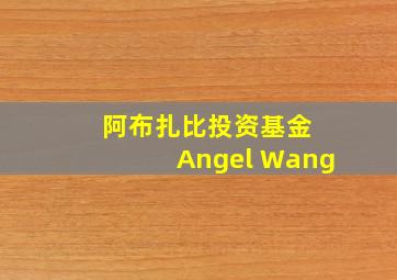 阿布扎比投资基金 Angel Wang